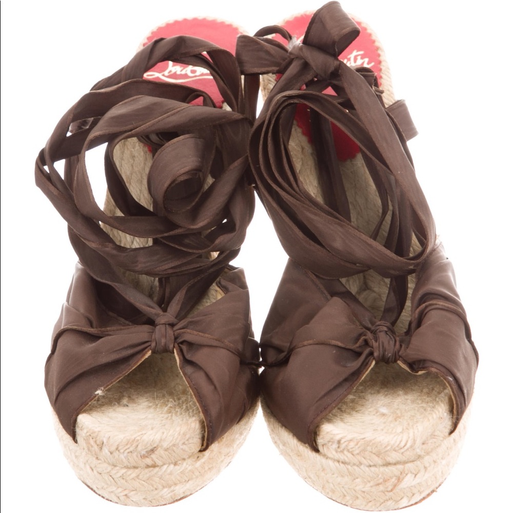 Christian Louboutin Satin Espadrille Wedges - Picture 2 of 4